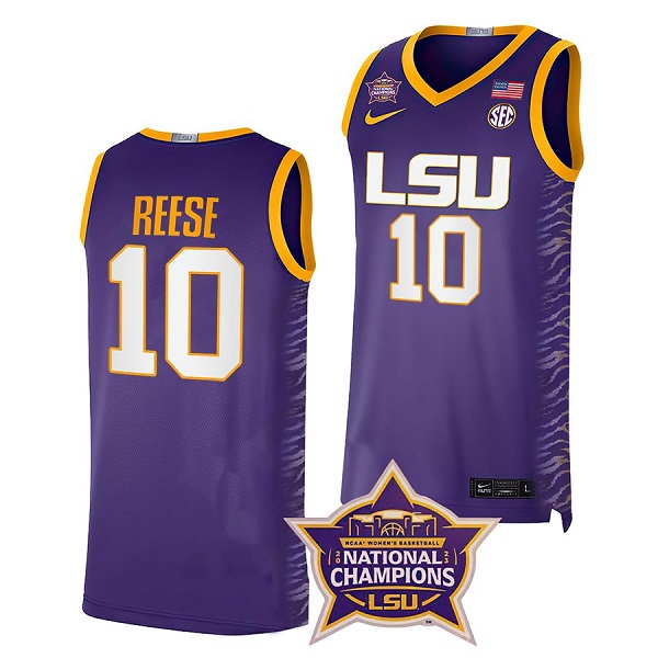 Men's LSU Tigers #10 Angel Reese Purple Stitched Basketball Jersey